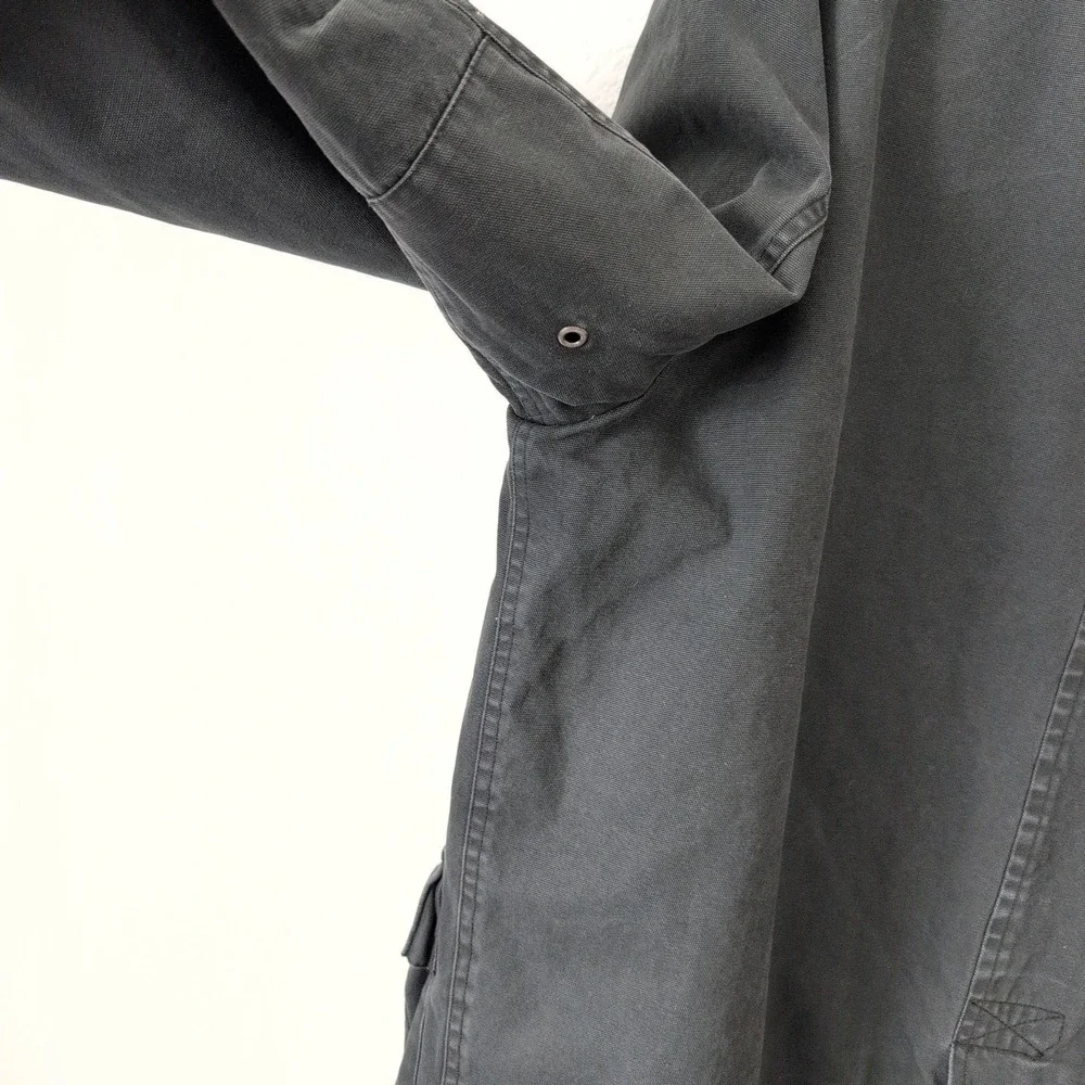 Vintage Banana Republic Gray Canvas Barn Chore Coat Corduroy Pockets Size S Work